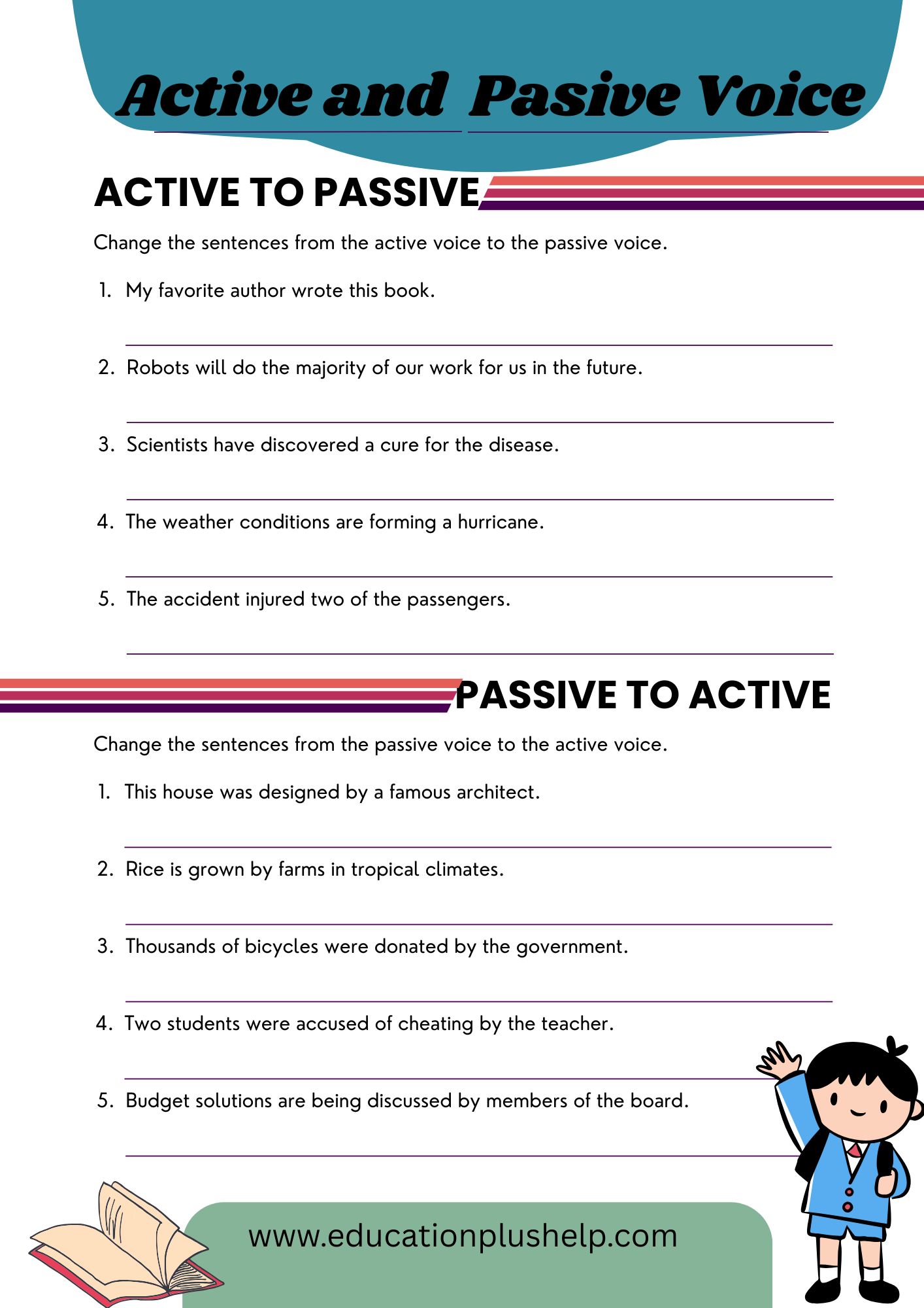 Active to Passive Voice Worksheet – Practice Changing Sentences with Education Plus Help