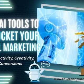 Blue and black modern background showing AI tools for digital marketing growth